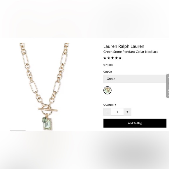 🐘🐘 Ralph Lauren Toggle Stone Charm Necklace - Picture 3 of 11